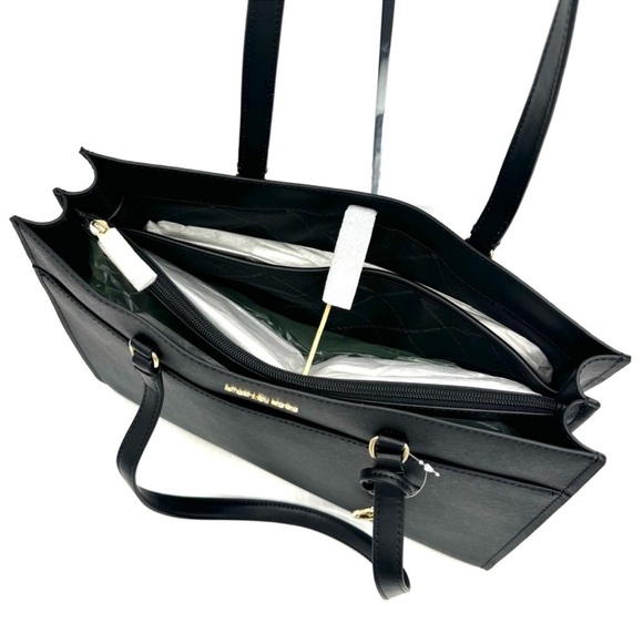 Michael Kors Large MF Pocket Shoulder Tote Bag & Double Zip Wallet Black/Gold - Picture 12 of 16